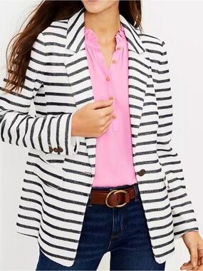 Loft Striped Knit Modern Blazer Jacket